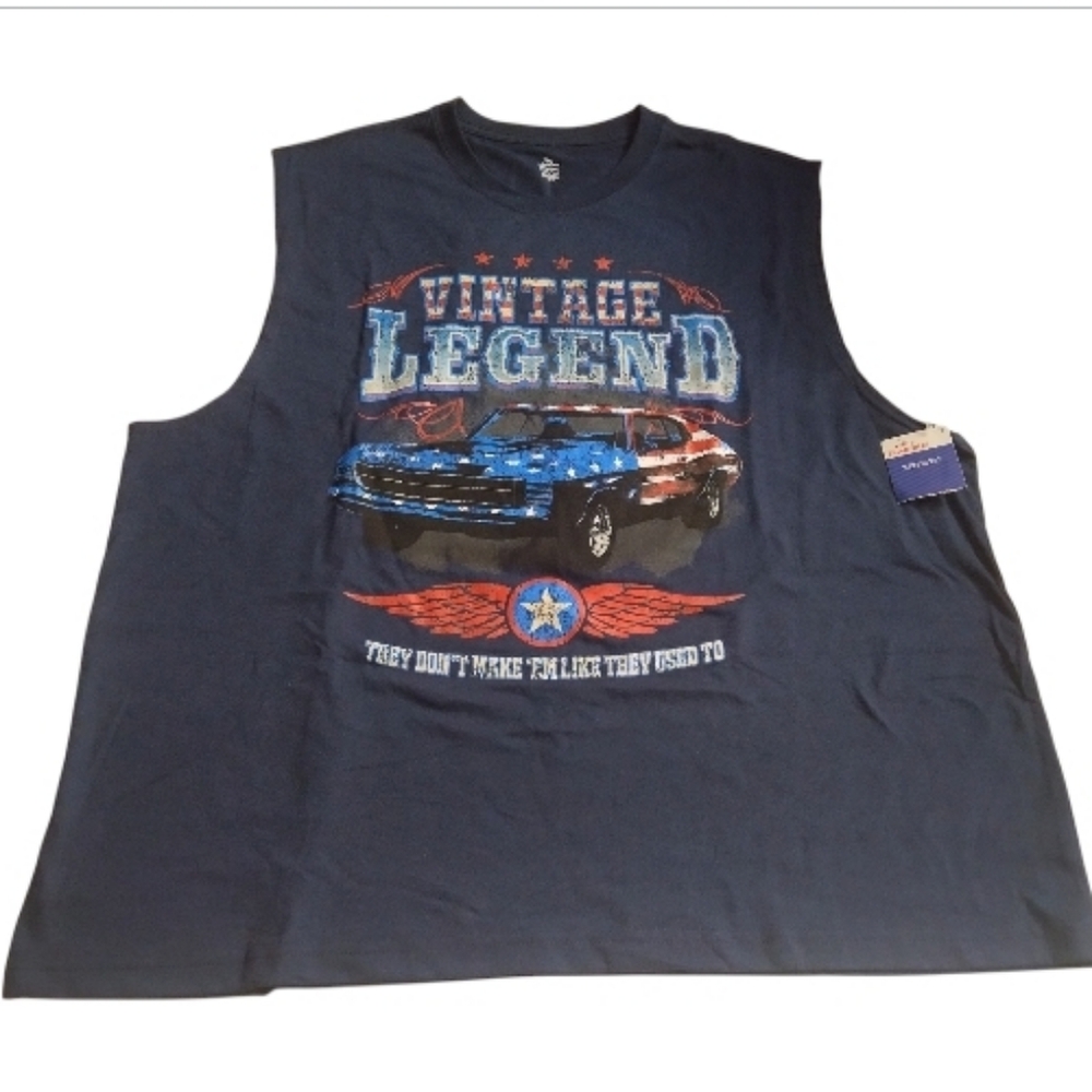 Way To Celebrate Vintage Legend Muscle Car Graphic Muscle Shirt Navy 2XL New